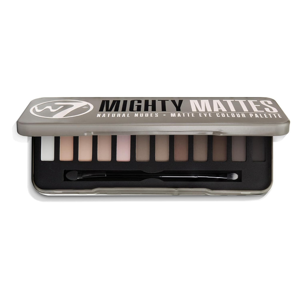 W7 Mighty Mattes Eyeshadow Palette - 12 Flawless Nude Shades for Long-Lasting Natural Looks