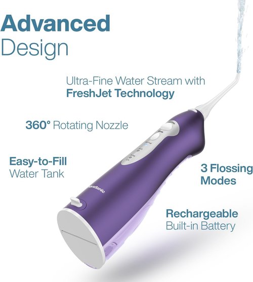 AquaSonic Water Flosser - Cordless Rechargeable Oral Irrigator for Teeth Cleaning - Portable & Waterproof with 5 Jet Tips