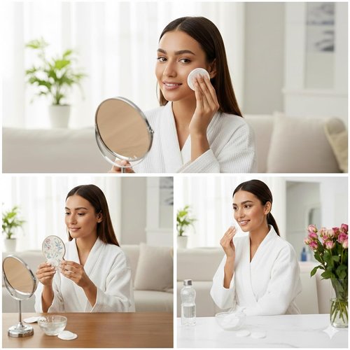 Auriqa Hygiene Premium Cotton Pads for Makeup Removal Round Pads - (Buy 2 Get 1 Free) Pack of 3 - White Cotton, with Aloe Vera Extracts, Embossed, Double Sided, for Skin Cleaning (80 Each)