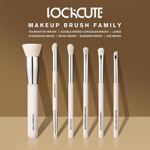 LOCKCUTE 4pc Eyeshadow Brush Set - Pro Blending, Precision Bristles, Skin-Friendly Makeup Brushes Kit for Flawless Eye Looks(Large/Detail/Crease/Eyeliner Brush)