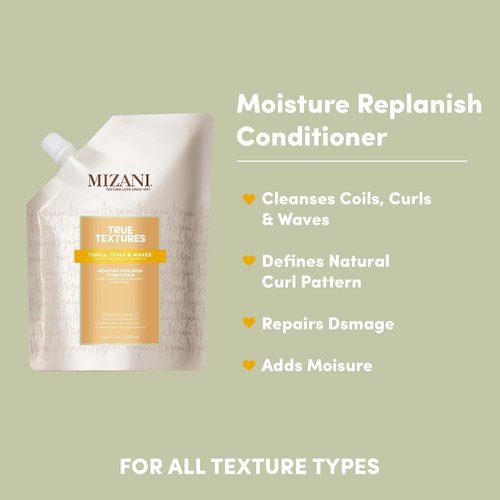 Mizani True Textures Moisture Replenish Conditioner - Deep Hydration for Curly Hair with Coconut & Olive Oil