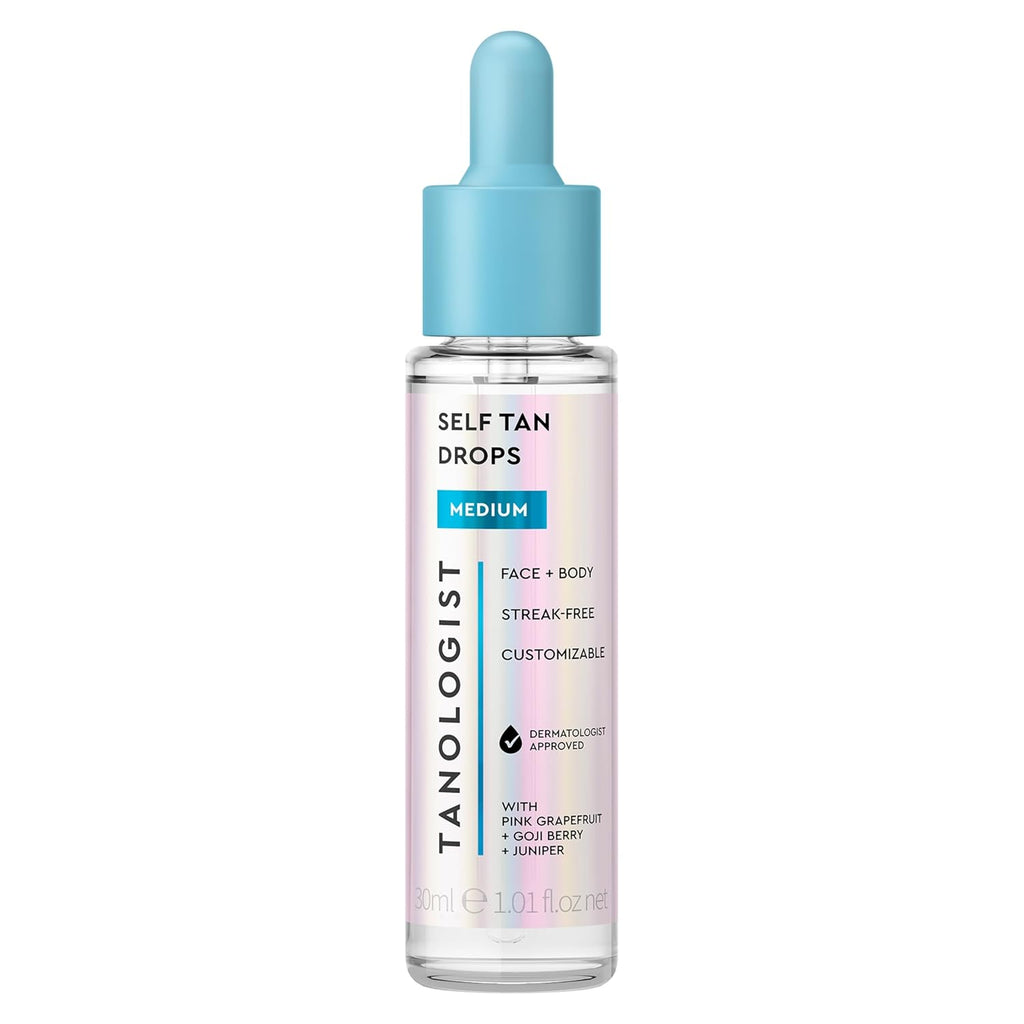 Tanologist Medium Self Tan Drops - Streak-Free Tanning for Body & Face | Vegan Formula, 1.01 fl. oz/30 ml