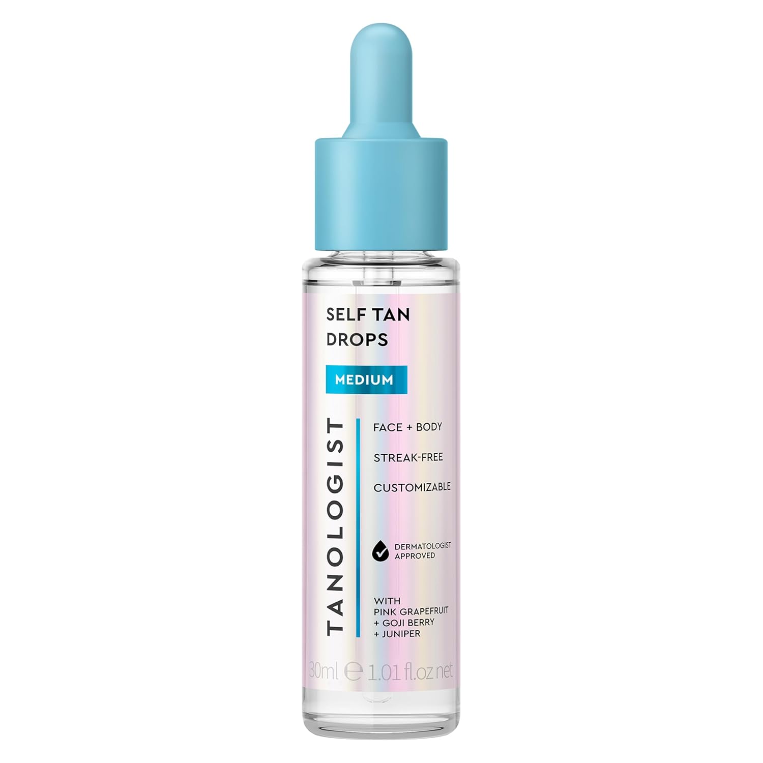 Tanologist Medium Self Tan Drops - Streak-Free Tanning for Body & Face | Vegan Formula, 1.01 fl. oz/30 ml
