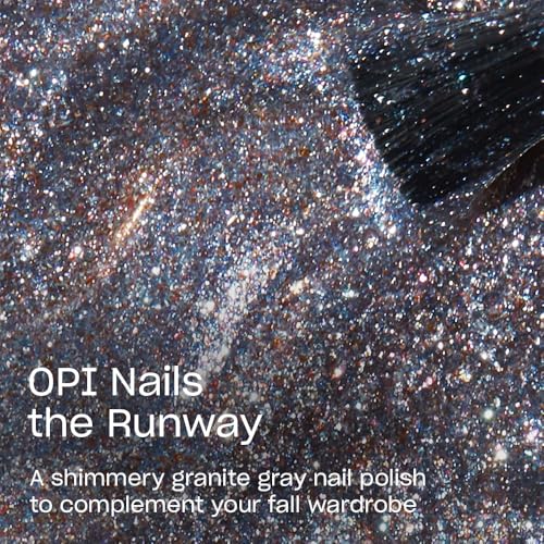 OPI Nails the Runway Opaque Muted Gray Shimmer Nail Polish - Long Lasting, Chip Resistant, 7 Days Wear