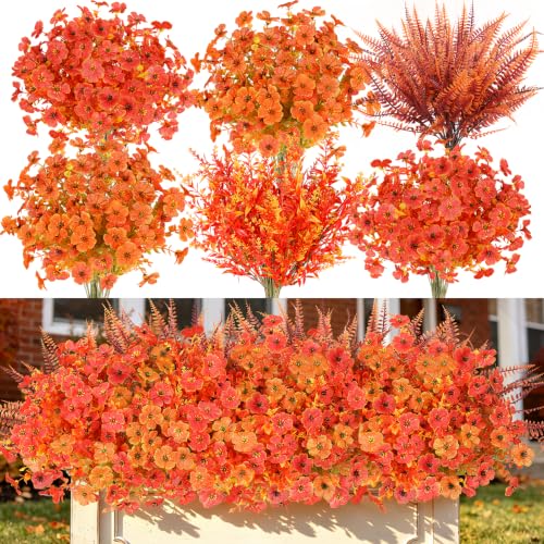 Mix Fall Artificial Flowers Set - 16pcs Silk Flowers with Eucalyptus & Ferns