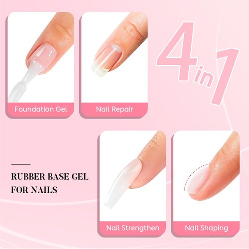 Nicedeco Hema Free Clear Rubber Base Gel Polish and No Wipe Gel Top Coat Cruelty Free Vegan Glossy Shinny Nail Art
