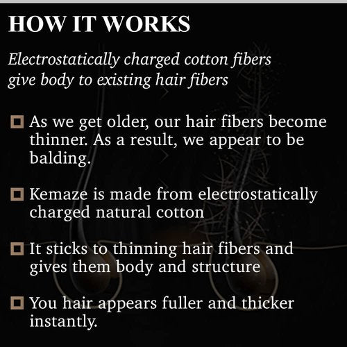 Kemaze Instant Hair Volumizing Fibers (30gms / 1.06oz / 50-Day Supply, Dark Brown)
