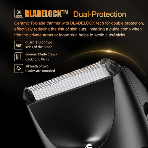 Body Hair Trimmer for Men, Electric Ball Trimmer with Ceramic Blade, Waterproof Pubic Groin Hair Trimmer for Mens Grooming Kit with LCD Display & Recharge Dock (Black)