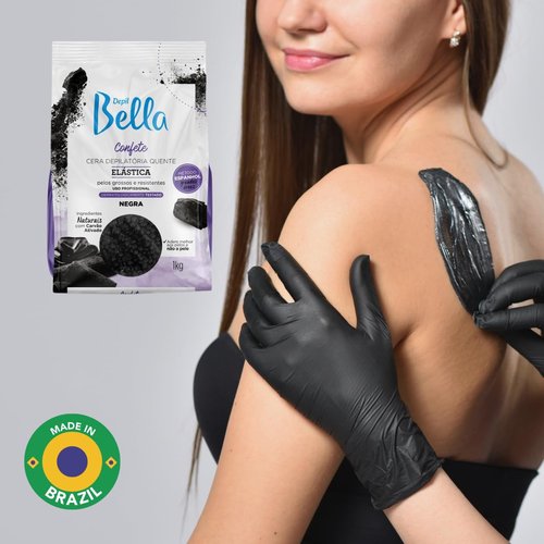 Depil Bella Black Elastic Confetti Hard Wax Beads - Low Melting, Deodorizing Formula for Smooth Hair Removal | Perfect for Thick and Coarse Hair, 2.2 lbs