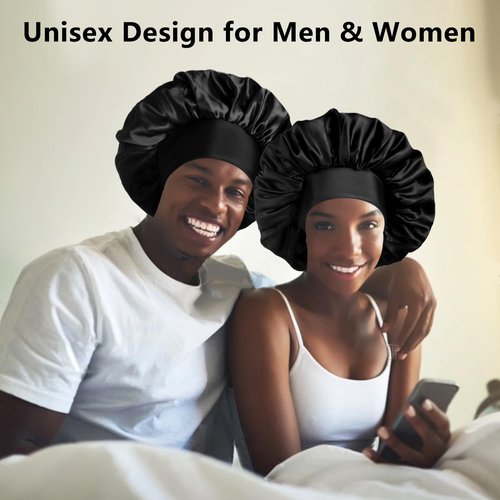 2pcs Bonnets for Men, Double Layer Hair Bonnet Satin Bonnet for Women Curly Hair Braids, F