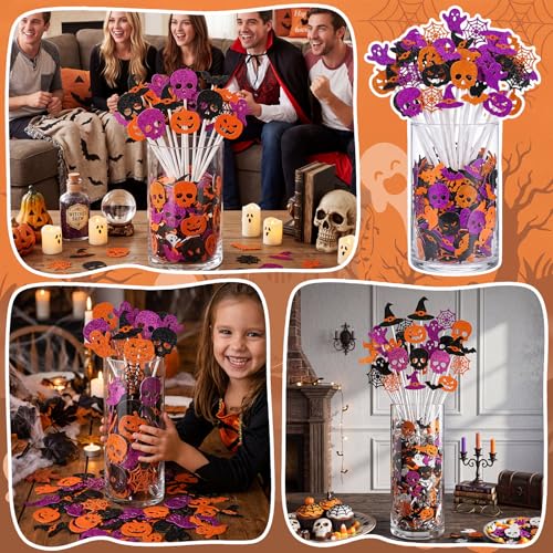 Halloween Vase Fillers Glitter Decor Set - Spooky Pumpkin Ghost Bats