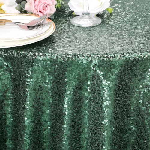 Emerald Green Sequin Round Tablecloth 132 Inch Glitter Party Table Cover - Variation of THIS listing