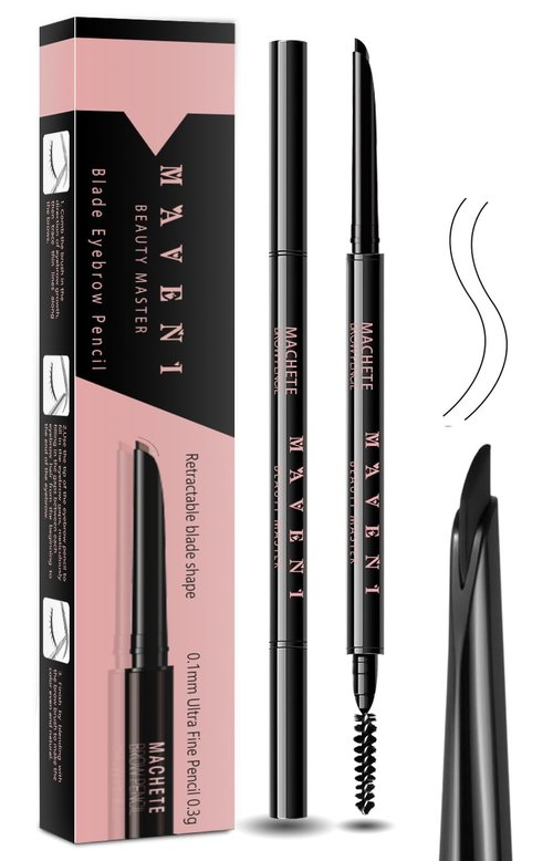 Regine Switzerland Eyebrow Pencils - Ultra-Fine 0.1mm Waterproof with 2-in-1 Double-Ended Tip | Black