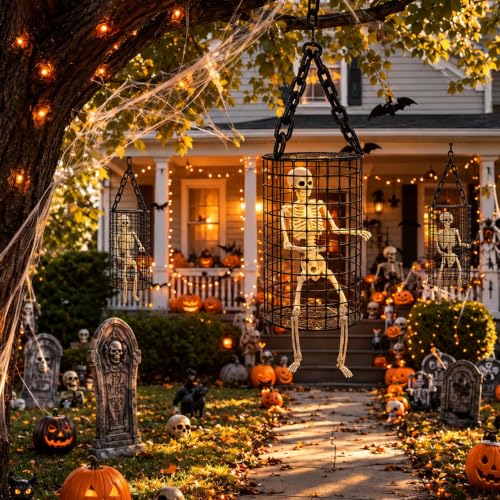 Halloween Skeleton Cage Kit - Outdoor Horror Decorations for Scary Haunted Scenes