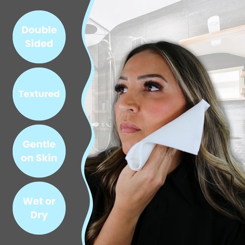 Large Disposable Face Towels, Facial Wipes, Super Soft and Thick Shaving Face Towels XL, Daily Makeup Remover Tissues, Dry Clean Cloths for Sensitive Skin, 10"×12"