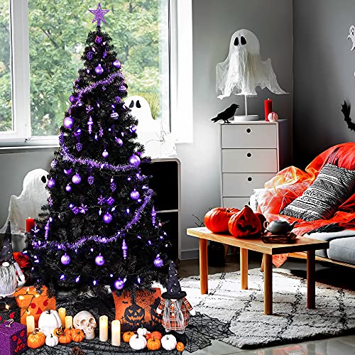 Black Artificial Christmas Tree 7.5Ft with 1400 Tips - Premium Faux Holiday Tree