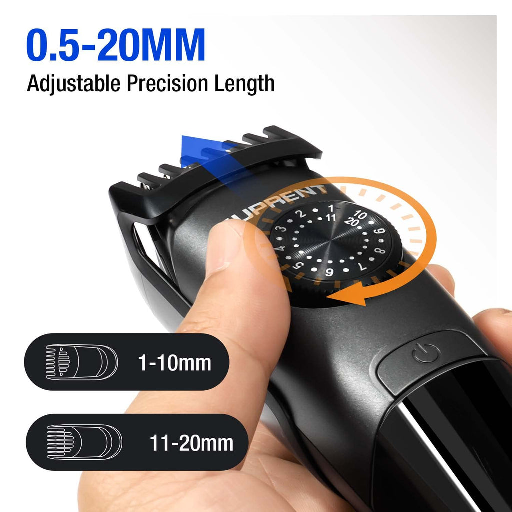 SUPRENT Beard Trimmer for Men - Waterproof IPX7 Mustache Trimmer with 39 Adjustable Lengths | Cordless USB-C Rechargeable & LED Display