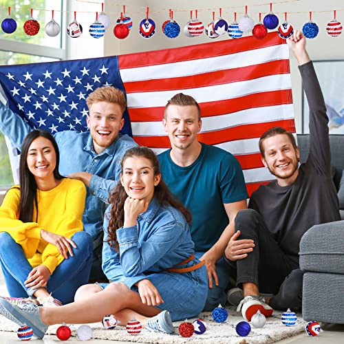 Patriotic Tree Decorations Set - 24 Mini Festive Ornaments with Variations - Classic