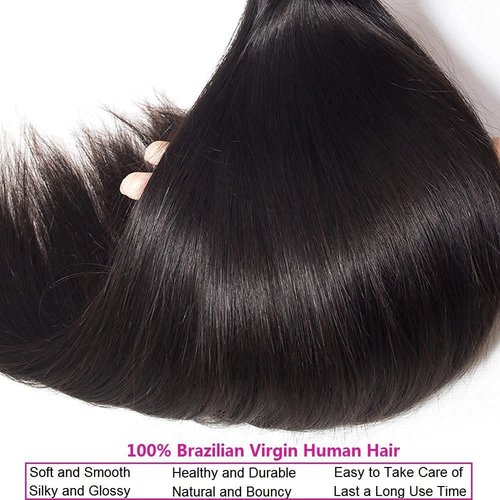 10A Straight Single Bundles Human Hair 24 Inch Brazilian Straight Human Hair 1 One Bundles 100% Unprocessed Virgin Hair Weave Natural Black Color