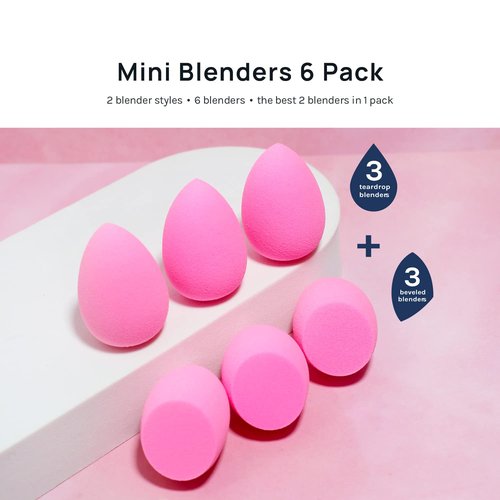 AOA Studio Mini Makeup Sponge Set - Latex-Free, High-Definition Blenders for Powder & Cream | 6 Super Soft Sponges (Pink)