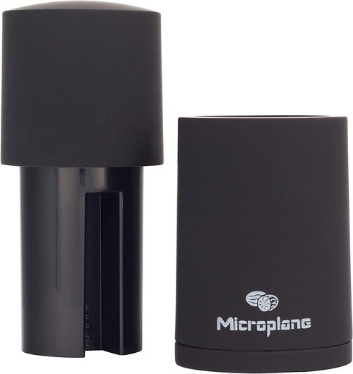 Microplane Spice Mill - Manual Cinnamon Grinder & Nutmeg Grater | Sleek Black Design