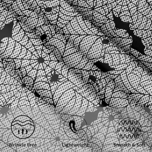 Halloween Bat Tablecloth 60 Inch Round Spider Web Design Washable & Stain-Resistant