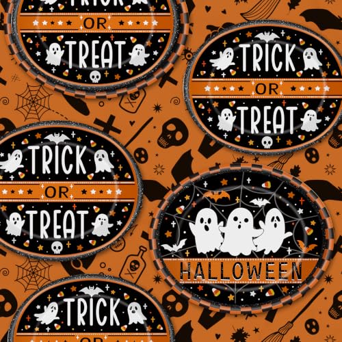 Halloween Paper Plate & Bowl Set - Ghost Themed Disposable Tableware for Party, 50 Pieces - Variation: Halloween
