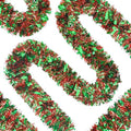 70 Ft Christmas Tinsel Garland - Metallic Twist Decor with Red & Green Variation