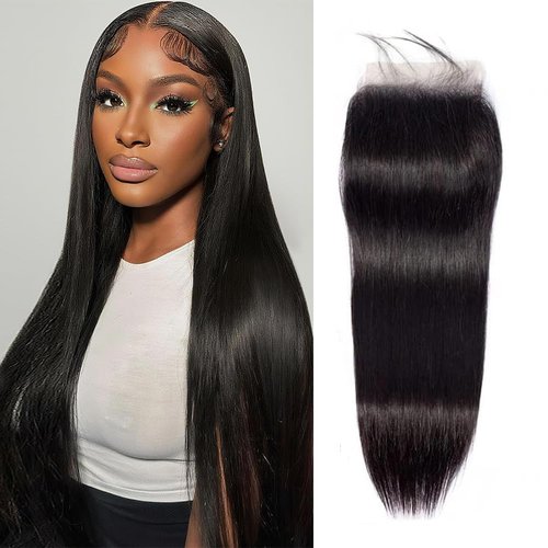 5x5 Closure Straight Hd Lace Closure Brazilian Virgin Human Hair Pre Plucked with Baby Hair Natural Hairline Black Color 18 Inch