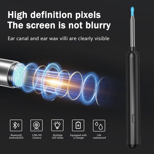 Ear Wax Removal, Ear Wax Removal Tool Camera with 1080P and 6 LED Lights, Ear Cleaner with 10 Replacement Tips, Earwax Removal Kit with Camera and 7 Pcs Ear Picks for Android/iOS