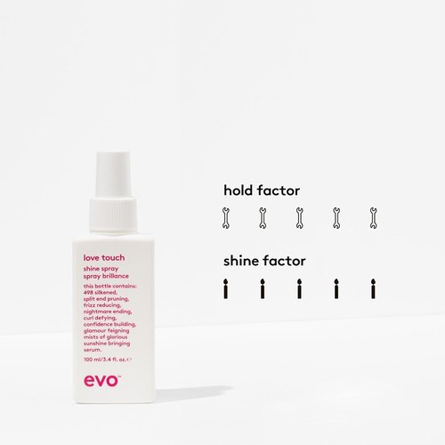 EVO Love Touch Hair Shine Spray - Lightweight, High Gloss & Frizz Control for All Hair Types | 3.4 fl oz