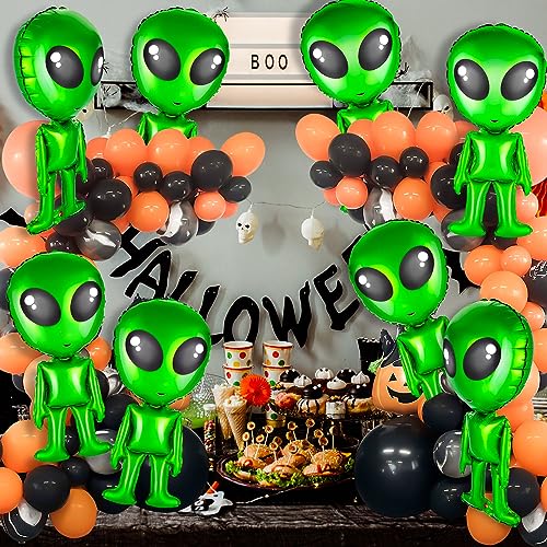 8 pcs Green Alien Balloons Inflatable - Space & Halloween Party Decor