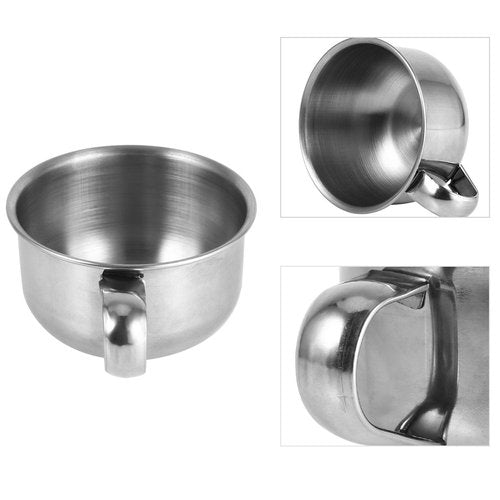 Shaving Bowl, Stainless Steel Metal Shaving Soap Mug Bowl Cup Shaver Cleansing Foam Tool Shaving Cup Lather Bowl for Man Shaving Barbers Shop Utensil, Silver