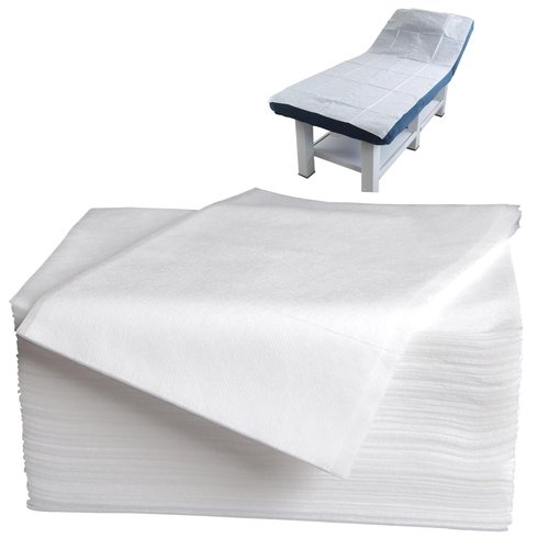 Biubumtu 100 Pcs 31.5" x 71" Disposable Bed Sheets Waterproof Massage Table Sheets Non Woven Fabric SPA Bed Cover (White)
