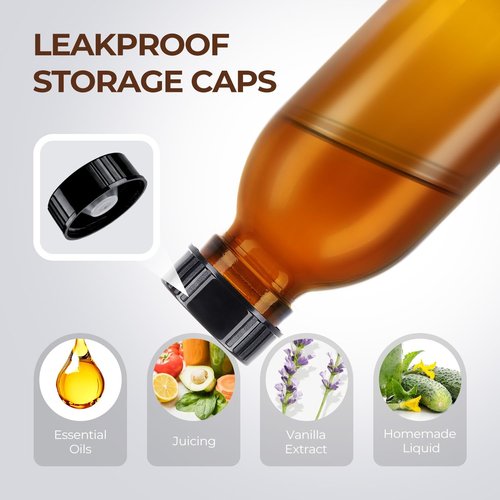 Homepicker 4 oz Amber Glass Pump Bottle, 125ml Small Lotion Dispenser Bottle for Body Massage Oil, Refillable Empty Hand and Dish Soap Dispensers Set with Storage Caps, Labels - 3 Pack