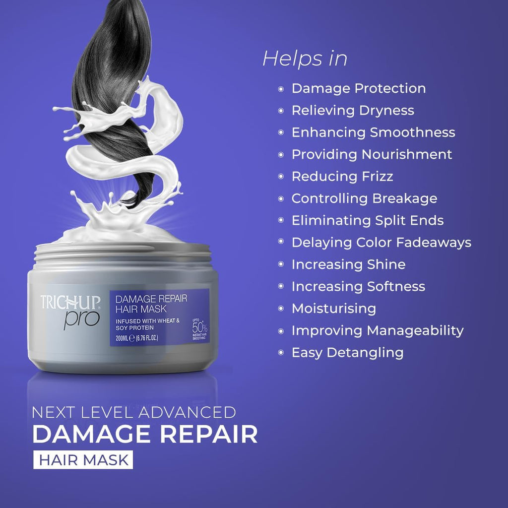 Trichup Pro Hair Mask - Deep Conditioning Treatment for Damaged Hair | Repairs Split Ends & Reduces Hair Fall - 6.76 fl oz