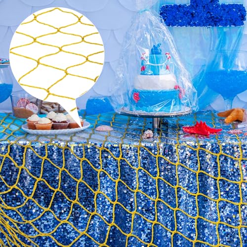 Yellow Fish Net Decoration for Mermaid Pirate Ocean Party - 2 Pieces