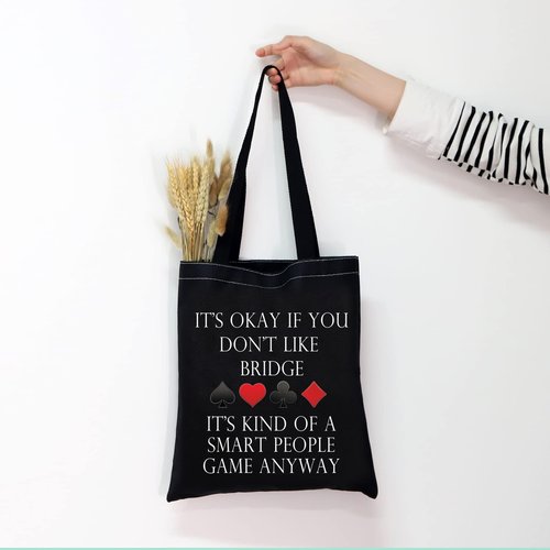 MNIGIU Bridge Canvas Tote Bag - Bridge Lover's Gift Bag - Black