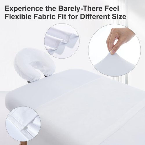 SHINARDO Massage Table Cover Set, Microfiber Material, Pocket-Style Blanket Protector, Fitted Sheet, Face Rest Cover (White)