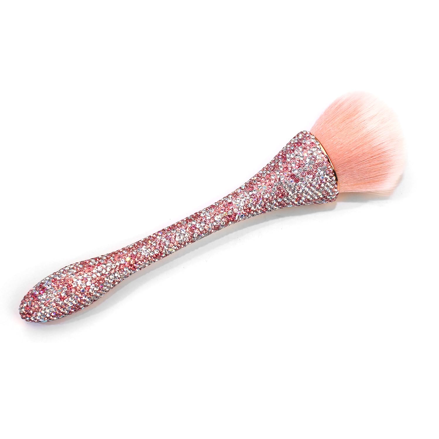WOKOTO 1pcs Pink Shiny Rhinestone Nail Art Dust Brushes For Acrylic Nails Powder Remover Brushes Loose Face Cosmetics Blending Liquid Foundation Powder Make Up Brushes Nail Trimming Cleaning Tools