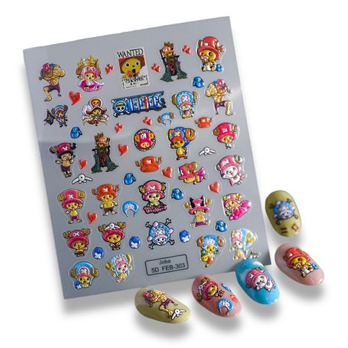Anime Nail Stickers 5D 3D Embossed Japanese Kawaii Nail Art Decals for Unisex DIY Nail Design, Self Adhesive Stickers for Natural Gel Press On Nails, Cute Otaku Cosplay Gift Pink (Doctor)
