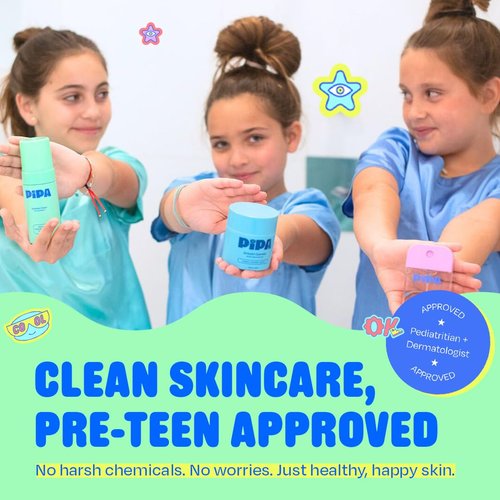 Pipa Skincare Squeaky Clean Foaming Cleanser 3.4 fl oz | Gentle Face Wash for Kids & Teens Ages 8 to 13 | Fragrance-Free, Dermatologist & Pediatrician Approved | Daily Hydrating Facial Cleanser