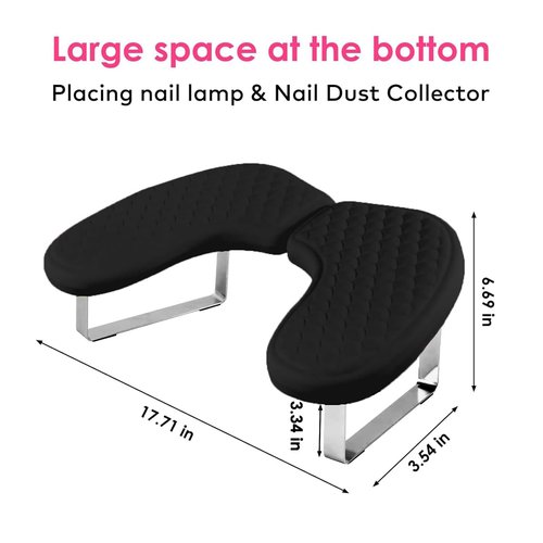 Arm Rest for Nails,U-shaped Manicure Nail Hand Rest Pillow Cushion,Foldable PU Leather Nail Tech Arm Rest for Nails Tech,Foot Hand Rest (Black)