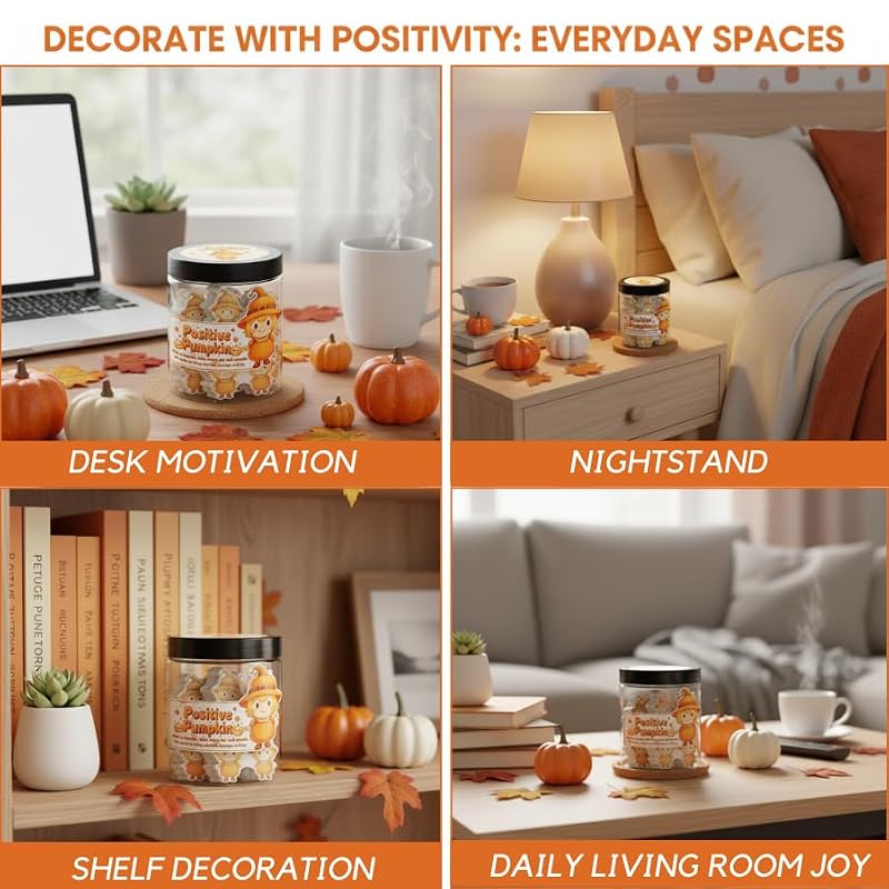 Positive Pumpkin Jar with 60 Affirmation Cards - Fall & Thanksgiving Gift - Positive Pumpkin Variation
