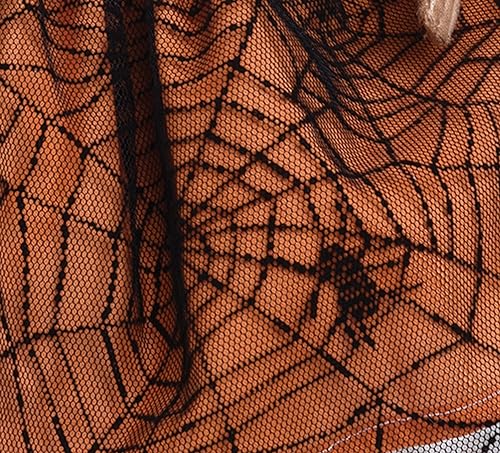 Halloween Pumpkin Girl Decor - Whimsical Pumpkin Head Figurine with Spider Web Dress - Orange, 18in