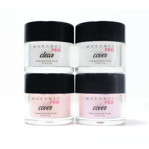 MakarttPro Acrylic Powder Set - 4 Cool Tone Colors 0.5oz for Nail Extension & Sculpting | Professional Essentials