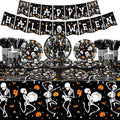Halloween Party Supplies 142Pcs Skeleton Skeleton Tableware Set Plates Napkins