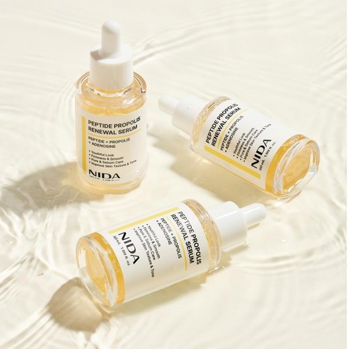 NIDA Peptide Propolis Renewal Serum | Peptide Complex, Propolis Extract, Adenosine | Youthful Look, Wrinkles, Fine Lines, Pore & Sebum Care | 1.69 fl.oz., 50ml (Updated)