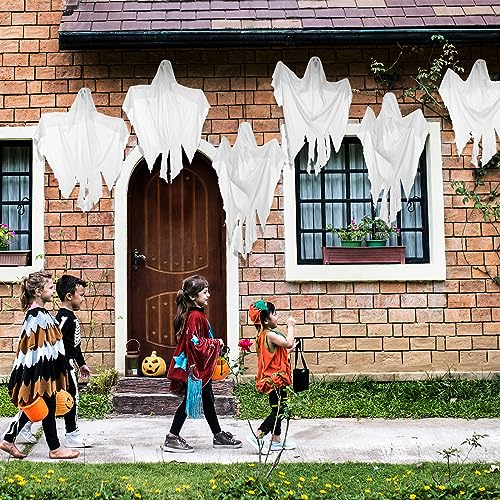 Libima 20 Pcs Halloween Hanging Ghost Decorations - 27.5 Inch Spooky Flying Ornaments for Party & Garden