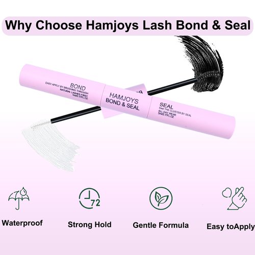 Lash Bond and Seal Cluster Lash Glue For Lash Clusters Strong Gentle Comfortable Bond and Seal WaterProof Mascara Wand Individual 2 in 1 Cluster Eyelash Glue for DIY Lash Extensions 5ml+5ml